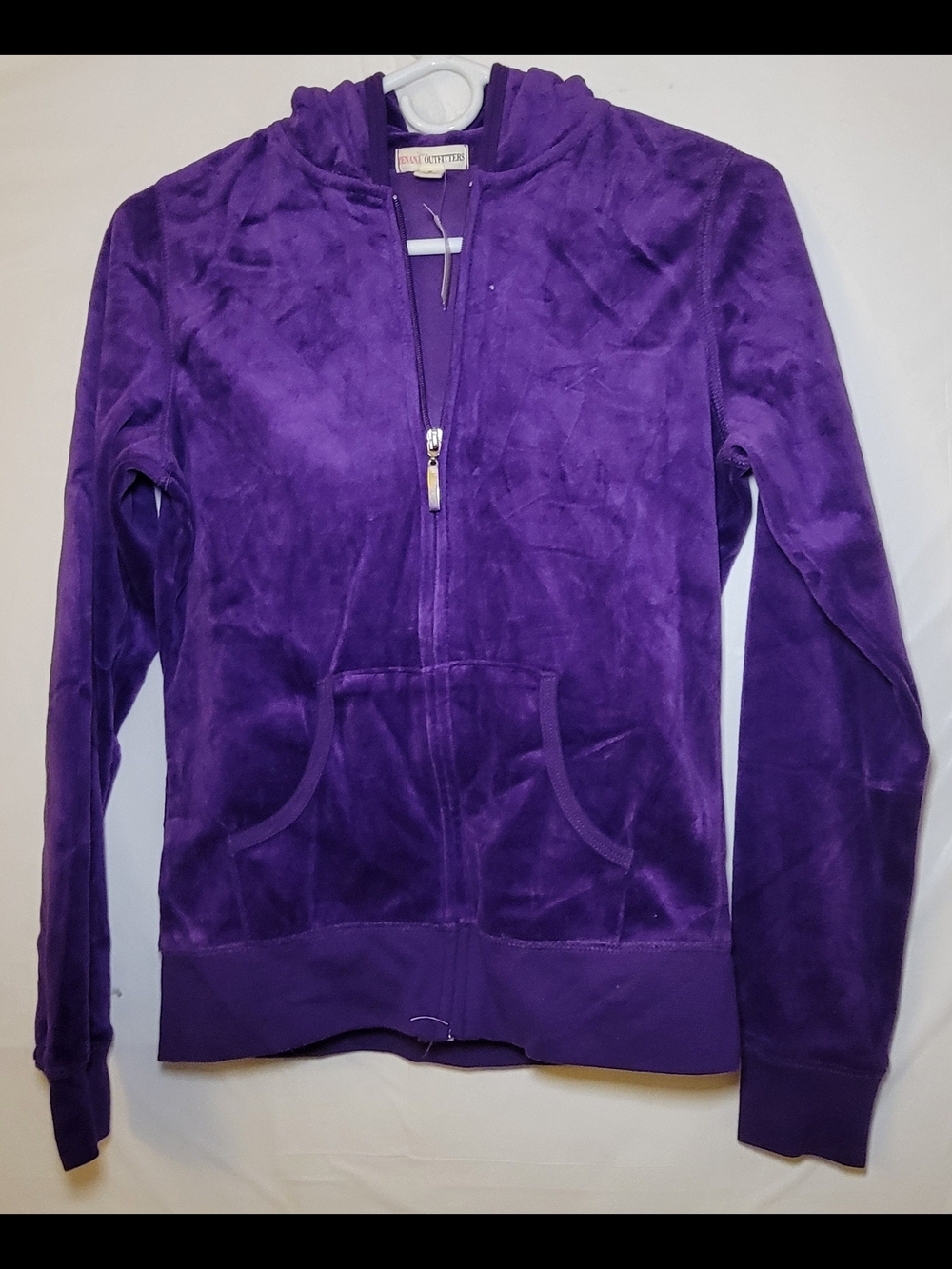 Zenana Outfitters Purple Velour Hooded Zip Jacket